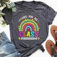 Cute Boho Rainbow Class Dismissed Last Day Of School Teacher Bella Canvas T-shirt Heather Dark Grey