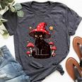 Cute Cottagcore Cat Mushroom Hat Kawaii Vintage Aesthetic Bella Canvas T-shirt Heather Dark Grey