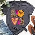 Cute Love Basketball Leopard Print Girls Basketball Bella Canvas T-shirt Heather Dark Grey