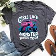 Cute Monster Truck Birthday Party Girl Like Monster Truck Bella Canvas T-shirt Heather Dark Grey