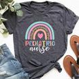 Cute Pediatric Nure Peds Nurse Nursing School Team Rainbow Bella Canvas T-shirt Heather Dark Grey
