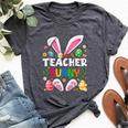 Cute Teacher Bunny Ears & Paws Easter Eggs Easter Day Girl Bella Canvas T-shirt Heather Dark Grey