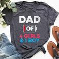 Dad Of 4 Girls And 1 Boy Battery Low Daddy Father's Day Bella Canvas T-shirt Heather Dark Grey