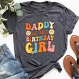 Daddy Of The Birthday Girl Daughter Groovy Dad Retro Theme Bella Canvas T-shirt Heather Dark Grey