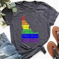 Distressed State Of Idaho Lgbt Rainbow Gay Pride Bella Canvas T-shirt Heather Dark Grey