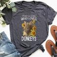 Donkey Lovers Girl Just A Girl Who Loves Donkeys Bella Canvas T-shirt Heather Dark Grey