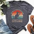 Easily Distracted By Cats & Wine Vintage Cats Wine Bella Canvas T-shirt Heather Dark Grey
