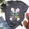 Egg Cited To Be A Big Sister Happy Easter Baby Announcement Bella Canvas T-shirt Heather Dark Grey