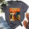 Expressionist Scream Chicken Lovers Artistic Chicken Bella Canvas T-shirt Heather Dark Grey