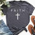 Faith Cross Minimalist Christian Faith Cross Bella Canvas T-shirt Heather Dark Grey