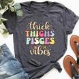 February March Birthday Astrology Groovy Pisces Zodiac Sign Bella Canvas T-shirt Heather Dark Grey