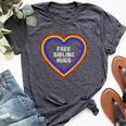 Free Sibling Hugs Heart Lgbt Gay Pride Month Brother Sister Bella Canvas T-shirt Heather Dark Grey