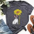 French Bulldog Sunflower Sunshine Frenchie Dog Women Bella Canvas T-shirt Heather Dark Grey