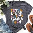 Groovy Total Solar Eclipse 2024 Cute Solar Eclipse Bella Canvas T-shirt Heather Dark Grey