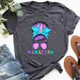 Mamacorn Unicorn Messy Bun Mom Mother's Day Girl Women Bella Canvas T-shirt Heather Dark Grey