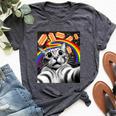 Graphic Rainbow Hotdog Ufos Cosmic Space Selfie Cat Bella Canvas T-shirt Heather Dark Grey