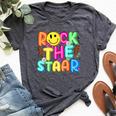 Rock The Test Testing Day Teacher Student Motivational Bella Canvas T-shirt Heather Dark Grey
