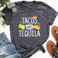 Tacos And Tequila Mexican Sombrero Bella Canvas T-shirt Heather Dark Grey