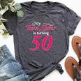 My Twin Sister Is Turning 50 Birthday 50Th Birth Year Bella Canvas T-shirt Heather Dark Grey