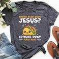 Wanna Taco Bout Jesus Christian Cinco De Mayo Bella Canvas T-shirt Heather Dark Grey