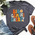 Gemini Big Energy Retro Smile Flower Zodiac Birthday Women Bella Canvas T-shirt Heather Dark Grey