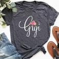 Gigi Flowers & Butterfly Fun For Grandma Grandmother Bella Canvas T-shirt Heather Dark Grey