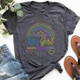 This Girl Glows Cute Girl Woman Tie Dye 80S Party Team Bella Canvas T-shirt Heather Dark Grey