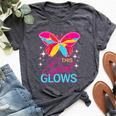 This Girl Glows Cute Girl Woman Tie Dye 80S Party Team Bella Canvas T-shirt Heather Dark Grey