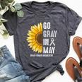 Go Gray In May Support Rainbow Brain Cancer Tumor Awareness Bella Canvas T-shirt Heather Dark Grey