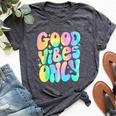 Good Vibes Only Tie Dye Groovy Retro 60S 70S Peace Love Bella Canvas T-shirt Heather Dark Grey