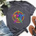 Goth Lgbtq Gay Pride Satanic Rainbow Pentagram Bella Canvas T-shirt Heather Dark Grey