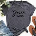 Grace Always Wins For Women Bella Canvas T-shirt Heather Dark Grey