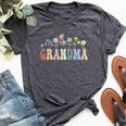 Grandma Wildflower Floral Grandma Bella Canvas T-shirt Heather Dark Grey