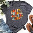 Groovy Best Middle Sister Ever Sibling Joke Bella Canvas T-shirt Heather Dark Grey