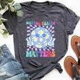 Groovy Mental Health Matters Flower Autism Smile Face Men Bella Canvas T-shirt Heather Dark Grey