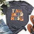 Groovy Music Teacher Cute Back To School Y'all Need Music Bella Canvas T-shirt Heather Dark Grey