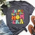 Groovy In My Softball Mom Era Mom Life Game Day Vibes Mama Bella Canvas T-shirt Heather Dark Grey