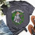 Grow Through It Positive Saying Flower Skeleton Bella Canvas T-shirt Heather Dark Grey