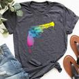 Gun Dripping Rainbow Graffiti Paint Artist Revolver Bella Canvas T-shirt Heather Dark Grey