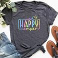 Happy Camper Tie Dye Rainbow Camping Hippie Girls Bella Canvas T-shirt Heather Dark Grey
