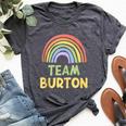 Happy Colorful Team Burton Rainbow Pride Green Yellow Bella Canvas T-shirt Heather Dark Grey
