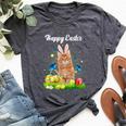 Happy Easter Day Bunny Cat Eggs Basket Cat Lover Bella Canvas T-shirt Heather Dark Grey