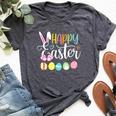 Happy Easter Rabbit Bunny Face Egg Easter Day Girls Bella Canvas T-shirt Heather Dark Grey