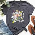 Happy Mother's Day Floral Mom Mommy Grandma 2024 Bella Canvas T-shirt Heather Dark Grey