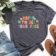 Happy To See Your Face Teacher Smile Daisy Back To School Bella Canvas T-shirt Heather Dark Grey