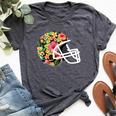 Hawaiian Flower T Football Helmet Bella Canvas T-shirt Heather Dark Grey