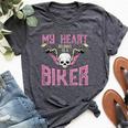 My Heart Belongs To A Biker Motorcycle Motorbike Girls Bella Canvas T-shirt Heather Dark Grey