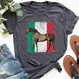 Horse Italian Flag Patriotic Riding Horses Horseback Farm Bella Canvas T-shirt Heather Dark Grey