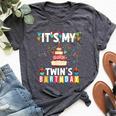 It's My Twin's Birthday Twins Matching Birthday Mom Dad Bella Canvas T-shirt Heather Dark Grey