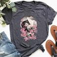 Japanese Dragon & Cherry Blossom & Full Moon Asian Bella Canvas T-shirt Heather Dark Grey